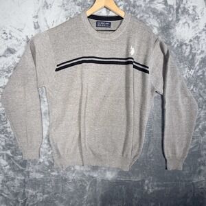 U.S. Polo Assn. Mens Sweater XXL Gray Striped Pullover Crewneck Knit